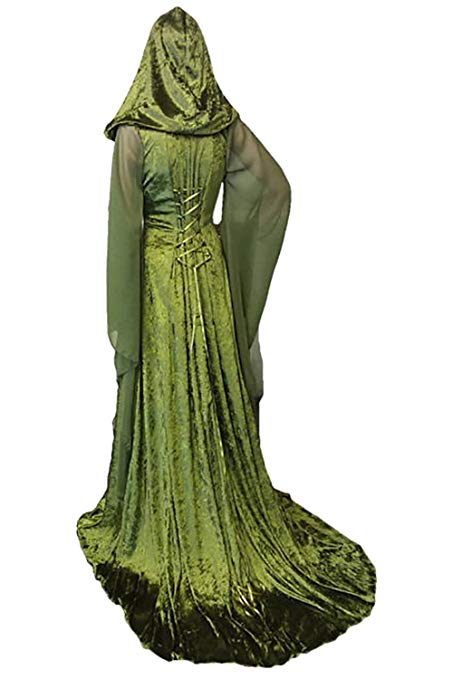 disfraz mujer princesa verde capucha gotico